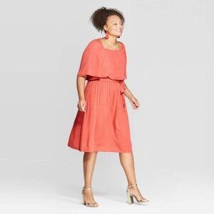 Women's Plus Size Short Sleeve Square Neck Dress 3X